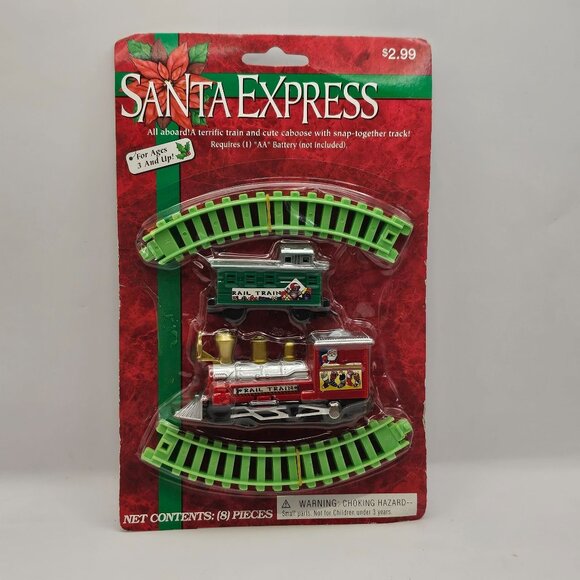 Santa Express Mini Train Engine & Caboose Plastic Snap Together with Tracks - Picture 1 of 5